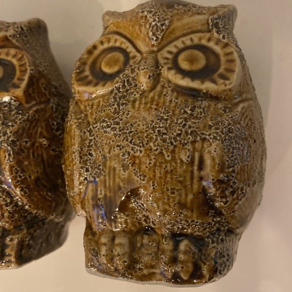 Vintage Rare INARCO Japan Numbered Textured Owl Brown Salt Pepper Shaker Set - Picture 11 of 11